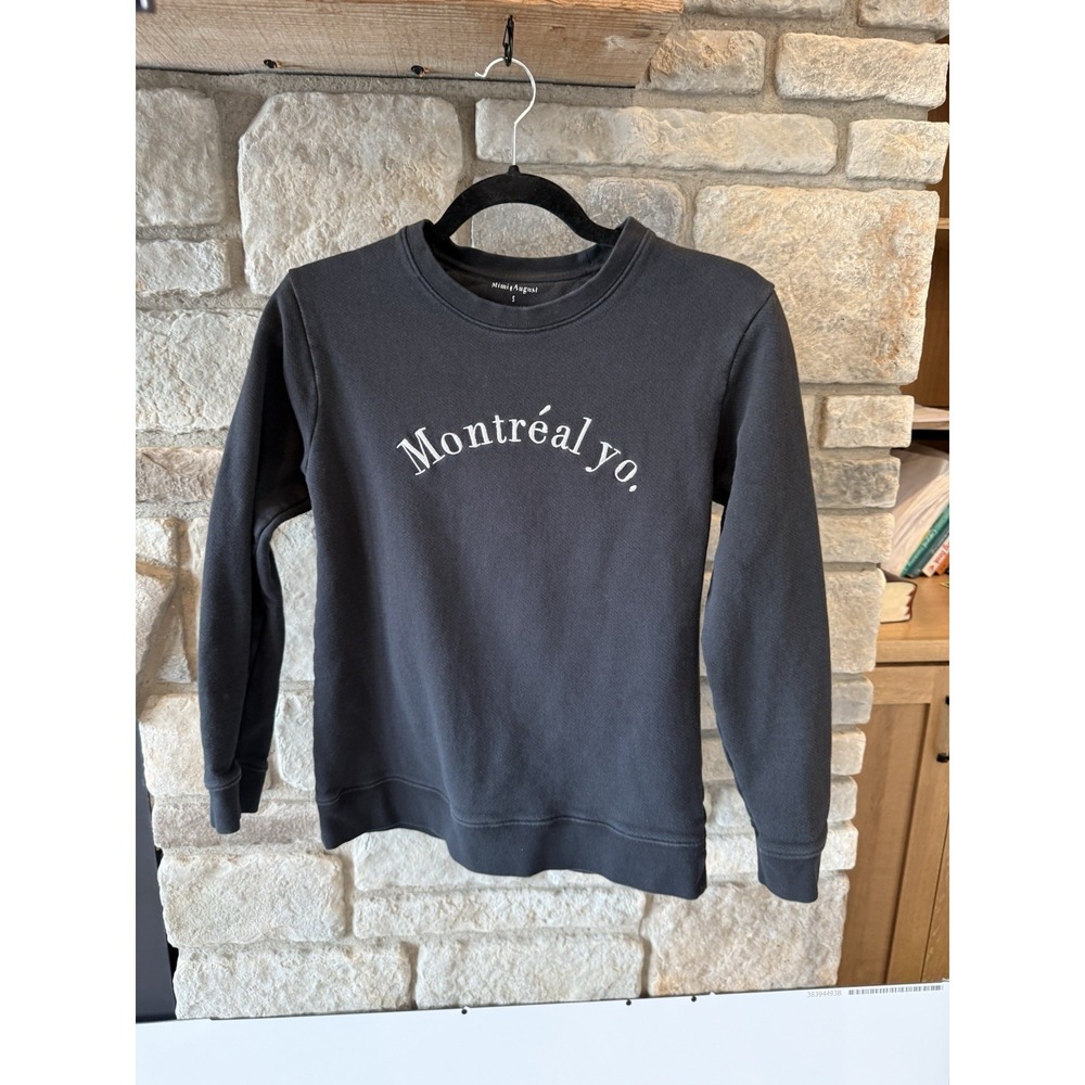 Montréal Yo Women's Sweatshirt Crewneck Black Small Minimalist Pullover French